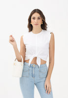 ELISABETTA FRANCHI T-shirt smanicata bianca da donna con nodo MA01161E2 270 ELISABETTA FRANCHI 