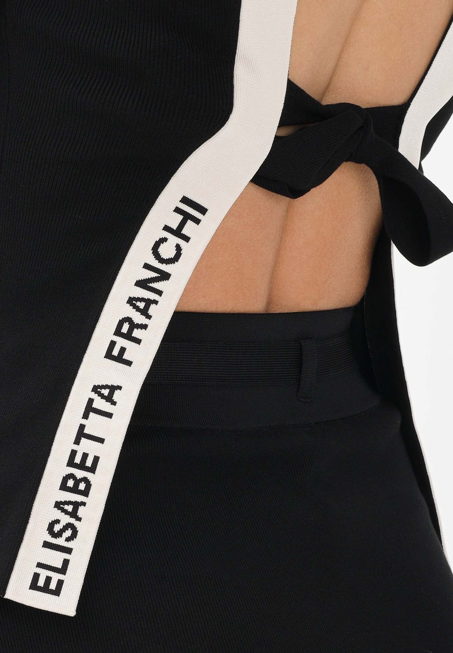 ELISABETTA FRANCHI Maglia girocollo nera da donna con maniche ¾ e schiena scoperta MK67S61E2 685 ELISABETTA FRANCHI 
