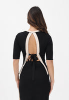 ELISABETTA FRANCHI Maglia girocollo nera da donna con maniche ¾ e schiena scoperta MK67S61E2 685 ELISABETTA FRANCHI 