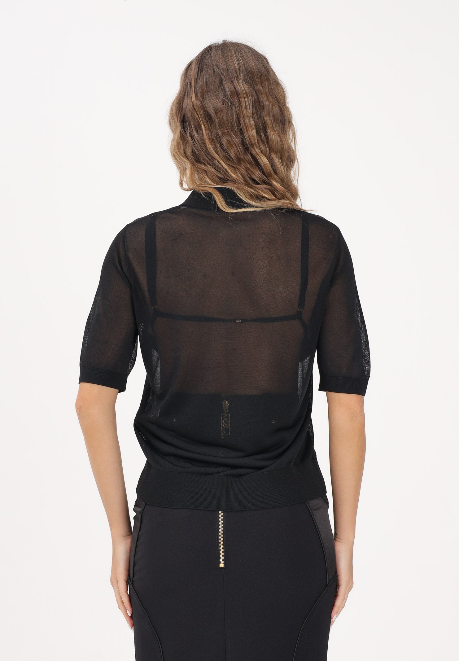 ELISABETTA FRANCHI Polo a manica corta nera da donna con reggiseno MK80B61E2 110 ELISABETTA FRANCHI 