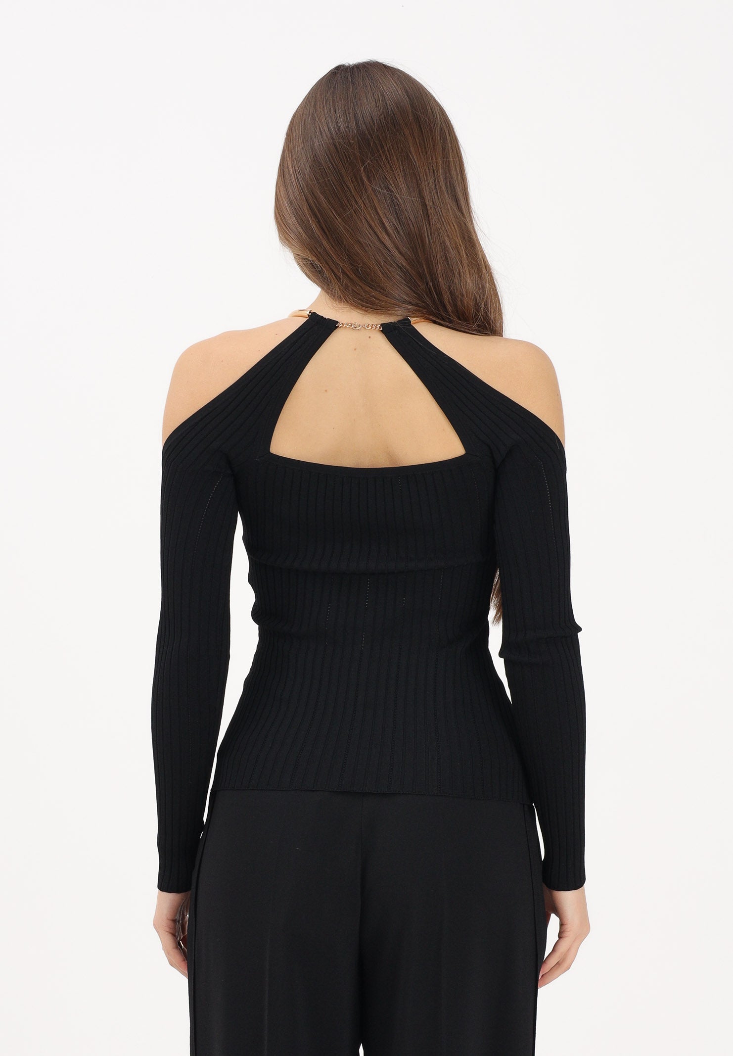 ELISABETTA FRANCHI Maglioncino nero da donna con dettaglio gioiello MK89S61E2 110 ELISABETTA FRANCHI 