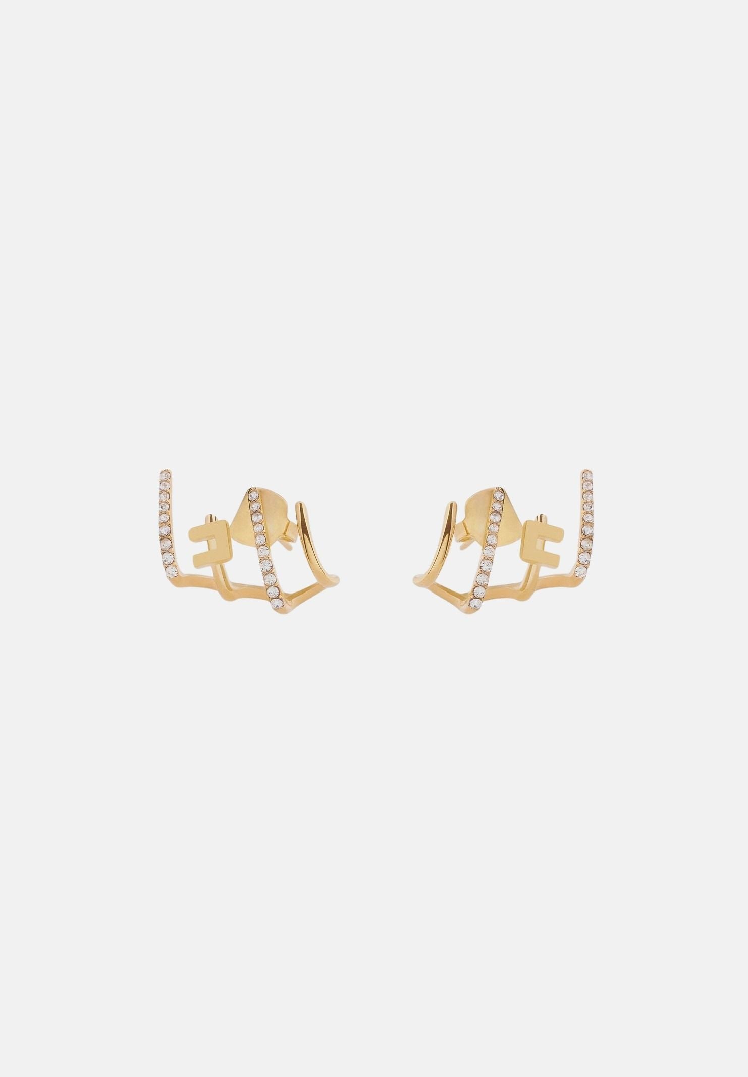 ELISABETTA FRANCHI Orecchini oro da donna con logo e strass OR66A62E2 U95 ELISABETTA FRANCHI 