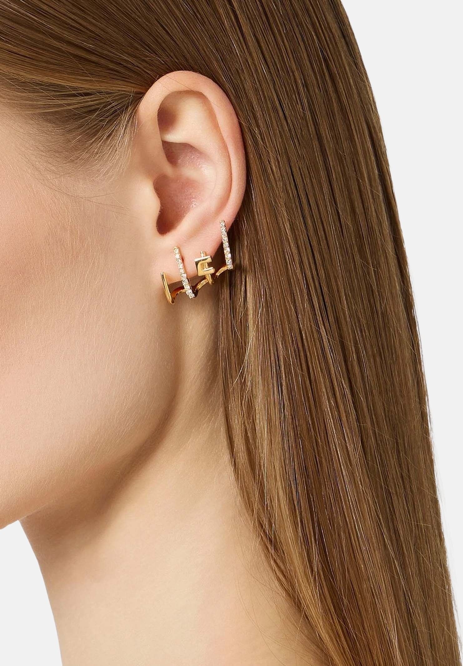 ELISABETTA FRANCHI Orecchini oro da donna con logo e strass OR66A62E2 U95 ELISABETTA FRANCHI 