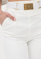 ELISABETTA FRANCHI Pantalone elegante bianco da donna con cintura PA13261E2 360 ELISABETTA FRANCHI 