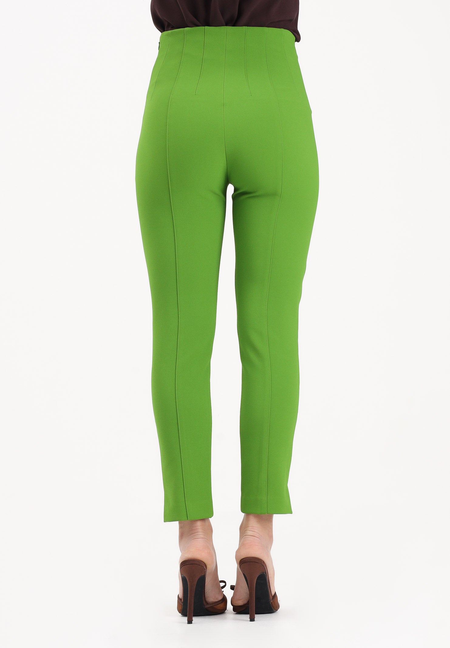 ELISABETTA FRANCHI Pantalone elegante verde da donna con dettagli logo<BR/> PA16361E2 EV3 ELISABETTA FRANCHI 
