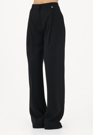 ELISABETTA FRANCHI Pantalone elegante nero da donna con logo charm PA16761E2 110 ELISABETTA FRANCHI 