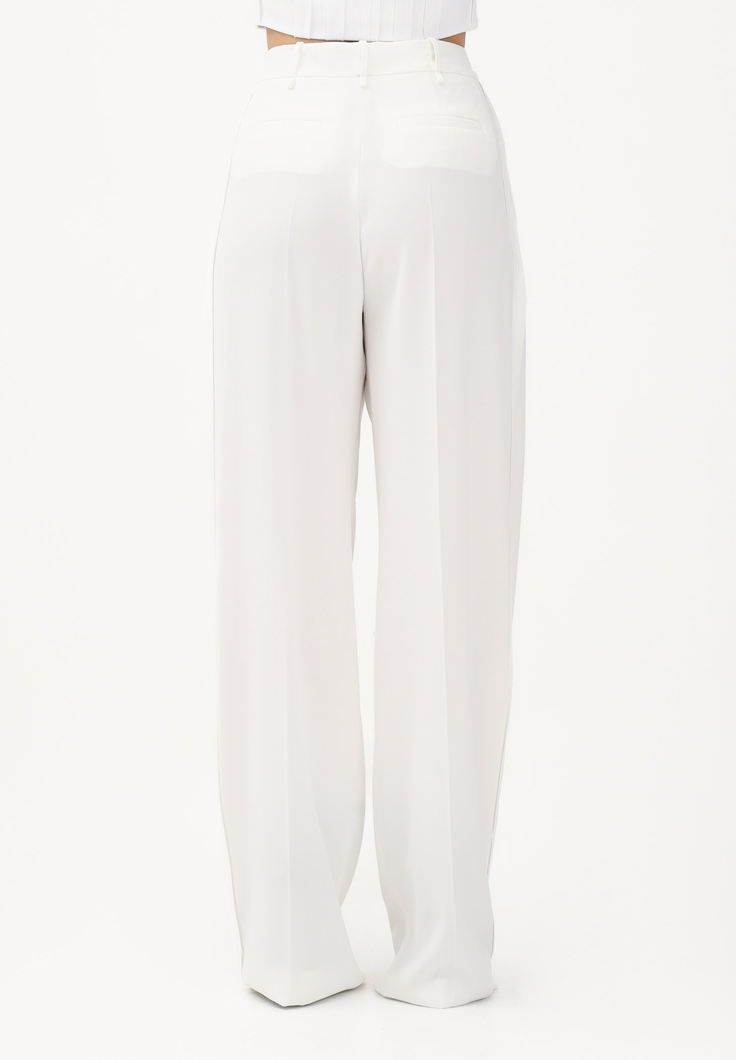 ELISABETTA FRANCHI Pantalone elegante avorio da donna con logo charm PA16761E2 360 ELISABETTA FRANCHI 