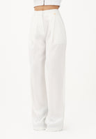 ELISABETTA FRANCHI Pantalone elegante avorio da donna con logo charm PA16761E2 360 ELISABETTA FRANCHI 