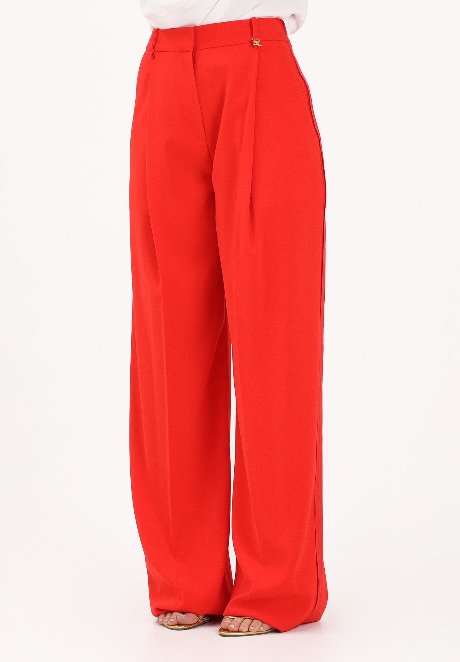 ELISABETTA FRANCHI Pantalone elegante rosso da donna con logo charm PA16761E2 H85 ELISABETTA FRANCHI 