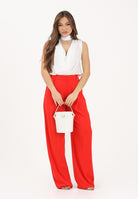 ELISABETTA FRANCHI Pantalone elegante rosso da donna con logo charm PA16761E2 H85 ELISABETTA FRANCHI 