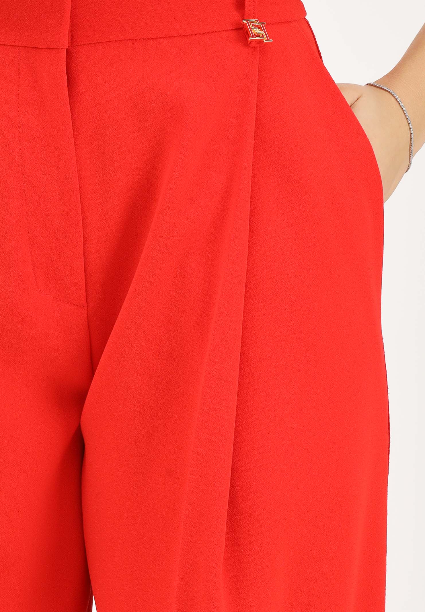 ELISABETTA FRANCHI Pantalone elegante rosso da donna con logo charm PA16761E2 H85 ELISABETTA FRANCHI 