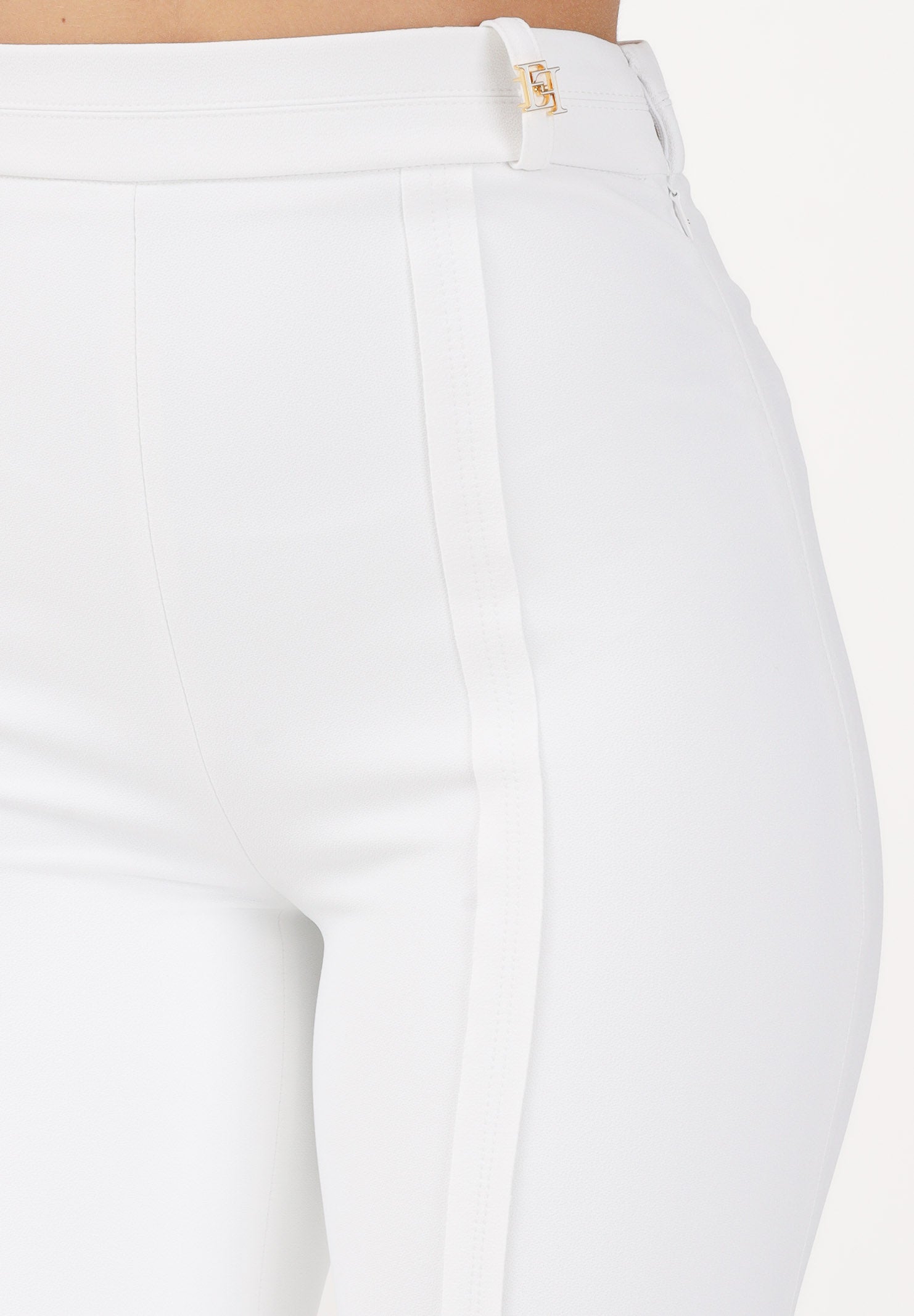 ELISABETTA FRANCHI Pantalone elegante avorio da donna in doppio crêpe stretch PA16961E2 360 ELISABETTA FRANCHI 