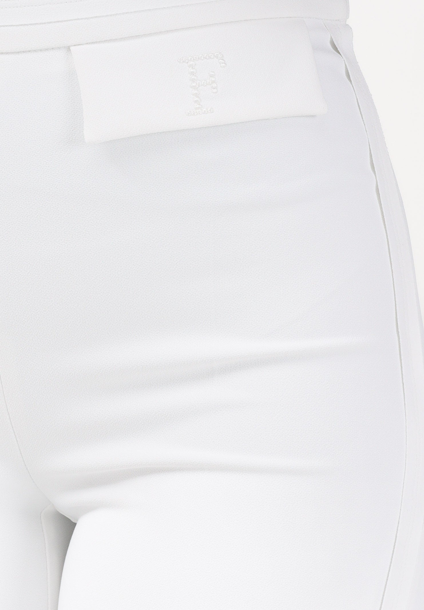 ELISABETTA FRANCHI Pantalone elegante avorio da donna con logo ricamato PA17061E2 360 ELISABETTA FRANCHI 