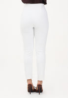 ELISABETTA FRANCHI Pantalone elegante avorio da donna con logo ricamato PA17061E2 360 ELISABETTA FRANCHI 
