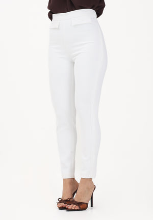 ELISABETTA FRANCHI Pantalone elegante avorio da donna con logo ricamato PA17061E2 360 ELISABETTA FRANCHI 