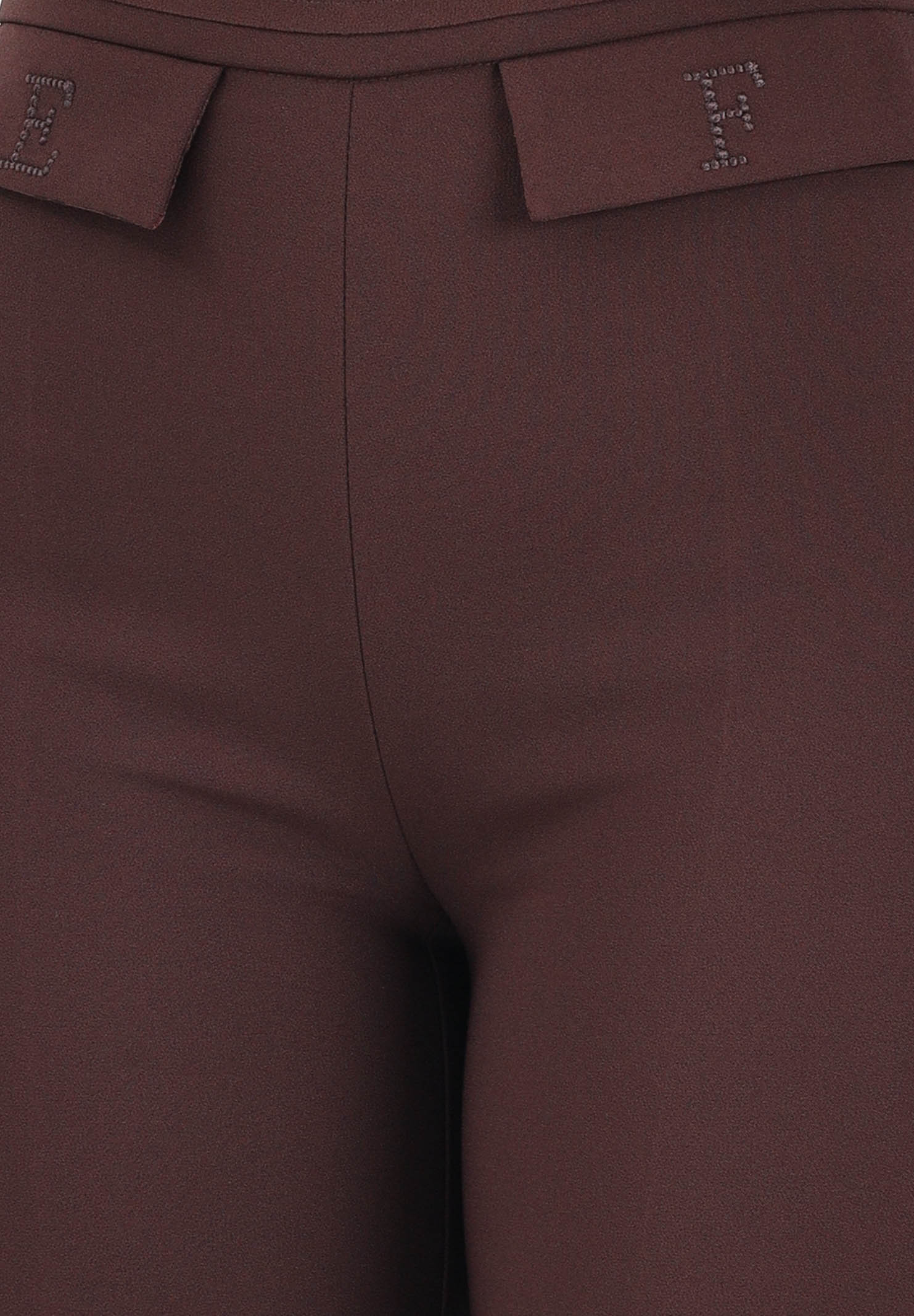 ELISABETTA FRANCHI Pantalone elegante cacao da donna con logo ricamato PA17061E2 644 ELISABETTA FRANCHI 