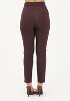 ELISABETTA FRANCHI Pantalone elegante cacao da donna con logo ricamato PA17061E2 644 ELISABETTA FRANCHI 