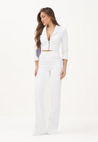 ELISABETTA FRANCHI Pantalone elegante avorio da donna con logo ricamato<BR/> PA17161E2 360 ELISABETTA FRANCHI 