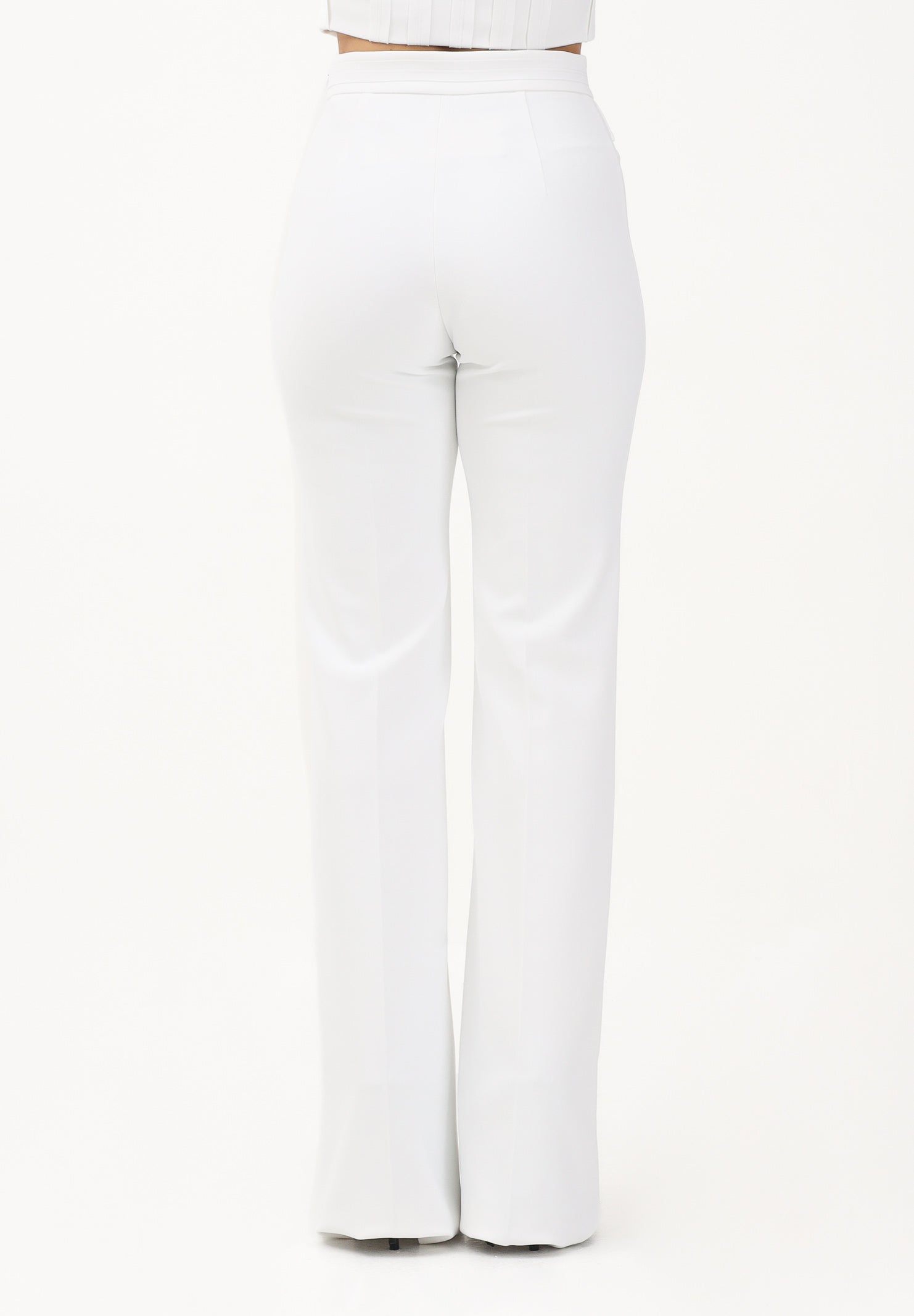 ELISABETTA FRANCHI Pantalone elegante avorio da donna con logo ricamato<BR/> PA17161E2 360 ELISABETTA FRANCHI 