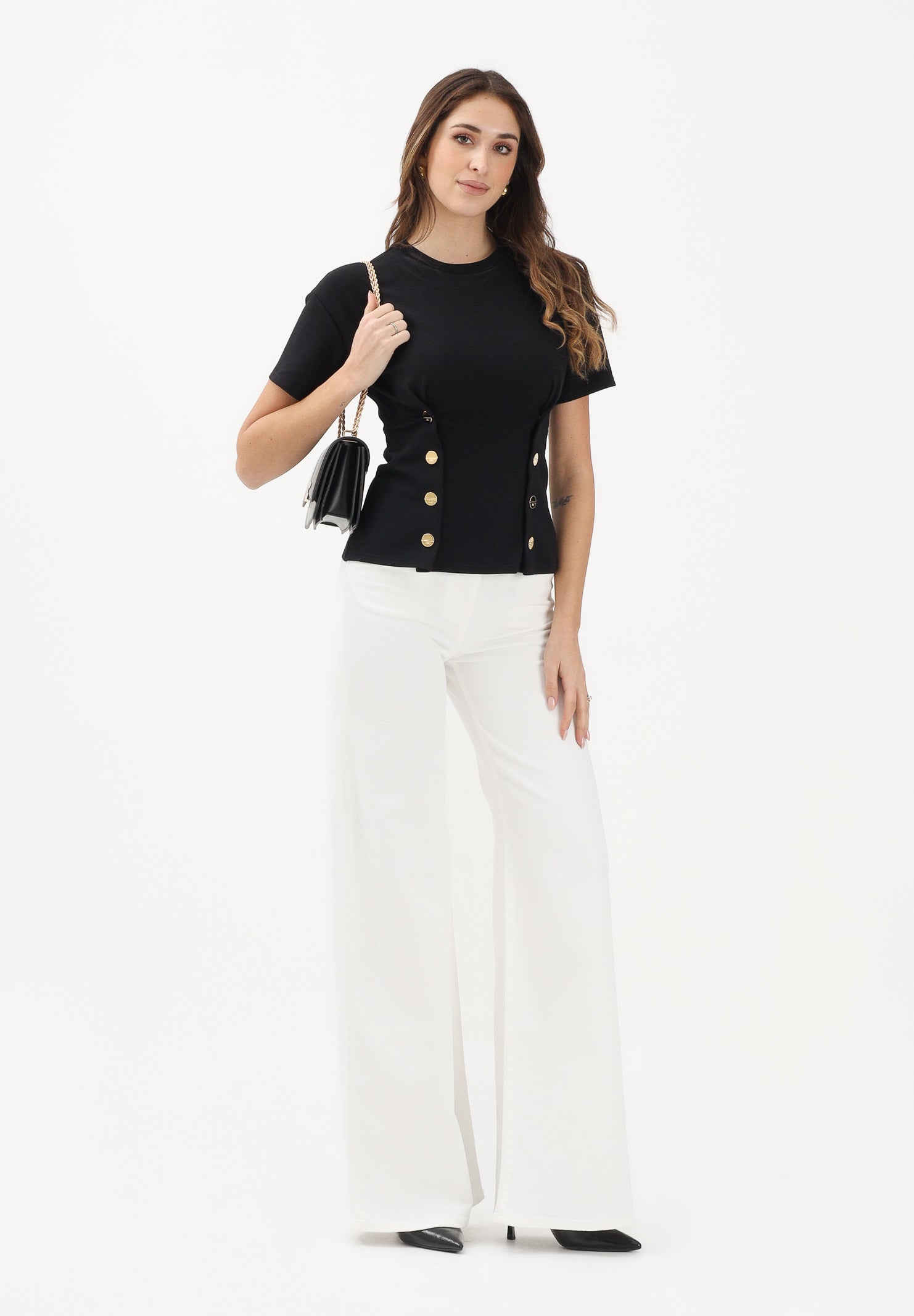 ELISABETTA FRANCHI Jeans a palazzo avorio da donna PJ23N61E2 360 ELISABETTA FRANCHI 