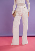 ELISABETTA FRANCHI Jeans a palazzo avorio da donna PJ23N61E2 360 ELISABETTA FRANCHI 