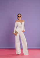 ELISABETTA FRANCHI Jeans a palazzo avorio da donna PJ23N61E2 360 ELISABETTA FRANCHI 