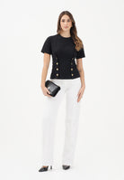 ELISABETTA FRANCHI Jeans a vita alta avorio da donna con dettagli gioiello PJ25D61E2 360 ELISABETTA FRANCHI 