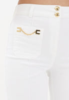 ELISABETTA FRANCHI Jeans a vita alta avorio da donna con dettagli gioiello PJ25D61E2 360 ELISABETTA FRANCHI 