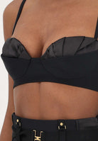 ELISABETTA FRANCHI Top nero da donna in crêpe leggero e raso RG01562E2EA1 110 ELISABETTA FRANCHI 