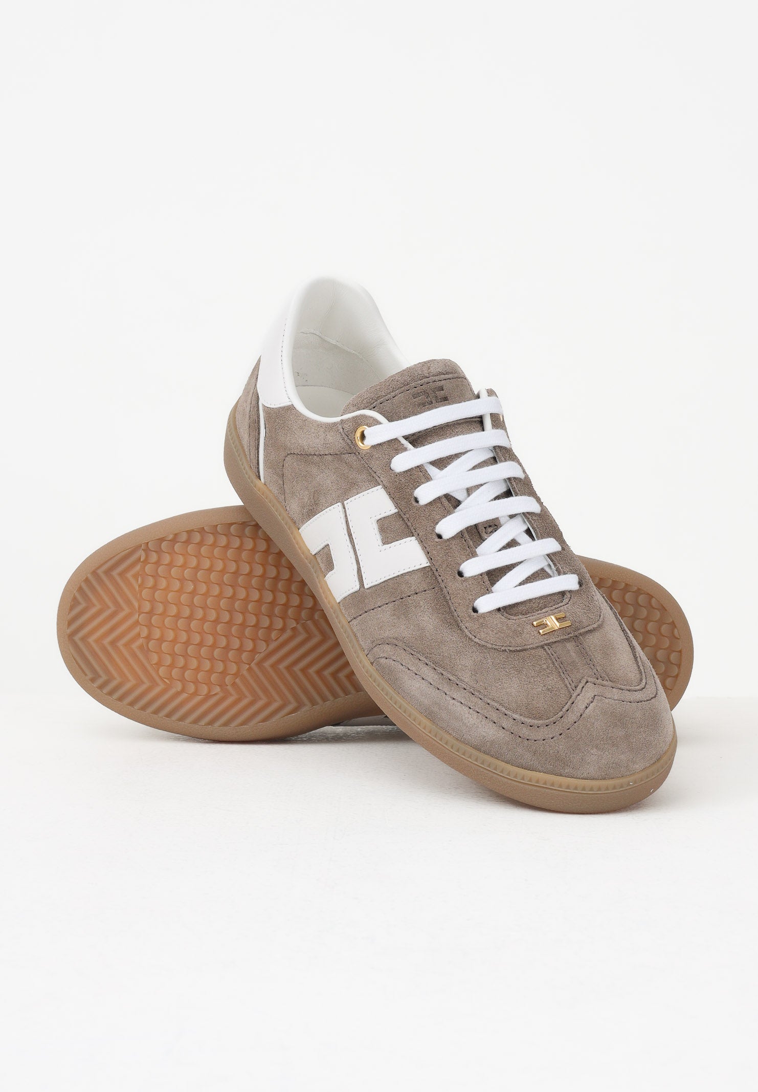 ELISABETTA FRANCHI Sneakers argilla e avorio da donna con logo SA61G61E2 FC5 ELISABETTA FRANCHI 