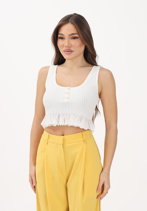 ELISABETTA FRANCHI Canotta avorio da donna in maglia à jour TK74B61E2 360 ELISABETTA FRANCHI 