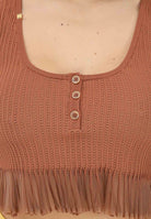 ELISABETTA FRANCHI Canotta cuoio da donna in maglia à jour TK74B61E2 600 ELISABETTA FRANCHI 