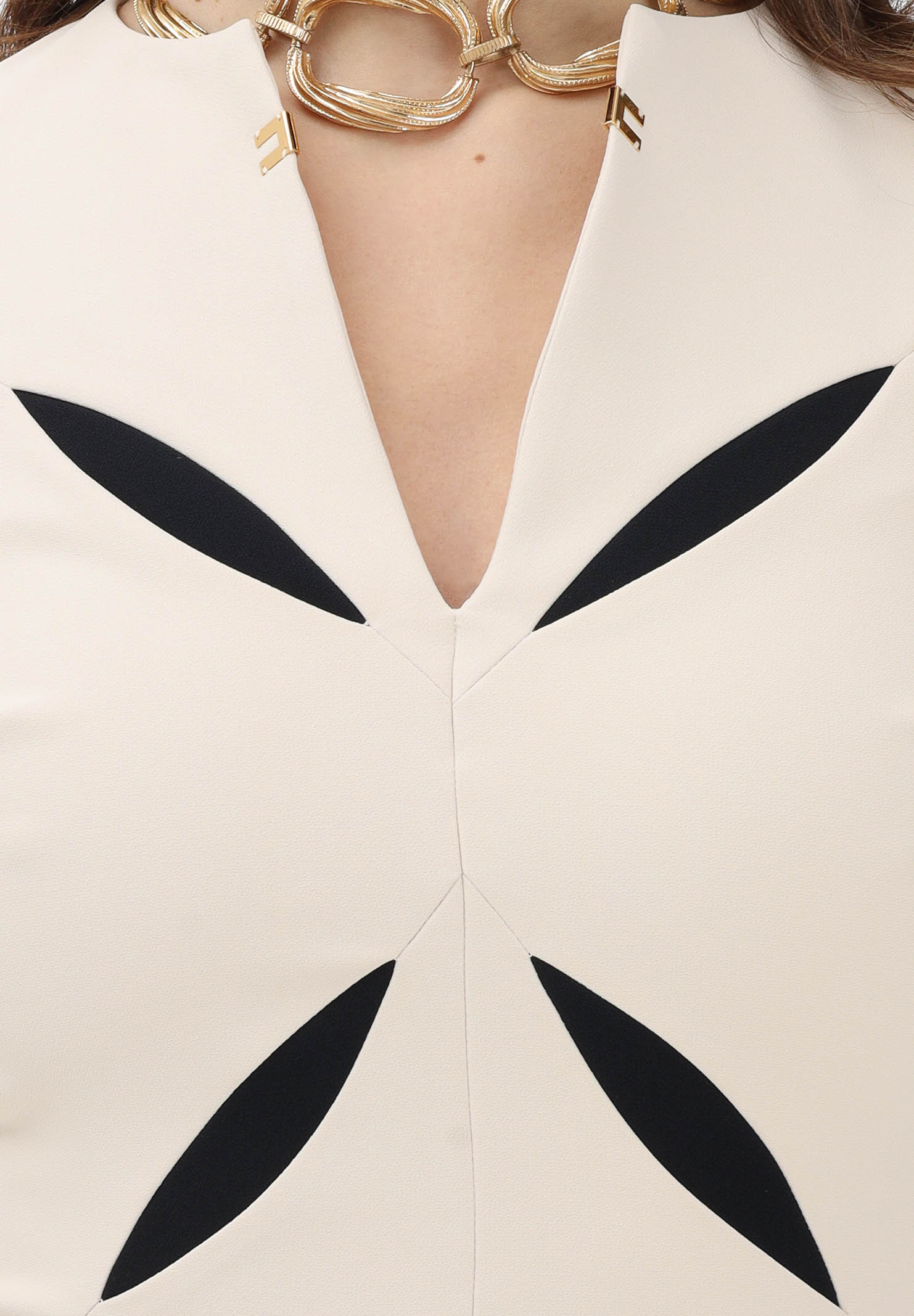 ELISABETTA FRANCHI Top burro da donna con cut-out bicolore<BR/> TO04761E2 E84 ELISABETTA FRANCHI 