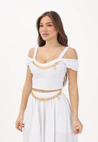 ELISABETTA FRANCHI Top bianco da donna con collana<BR/> TO04861E2 100 ELISABETTA FRANCHI 