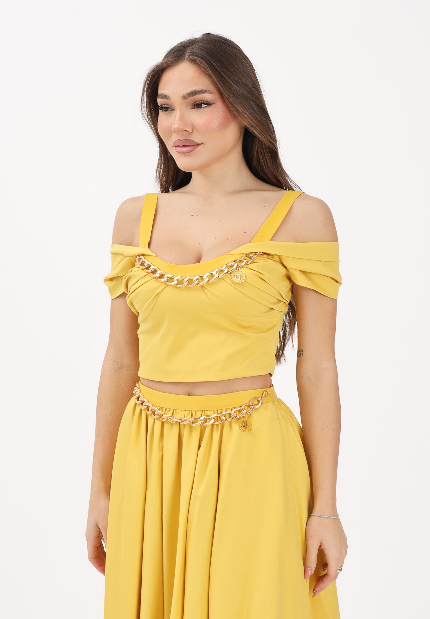 ELISABETTA FRANCHI Top giallo da donna con collana TO04861E2 EV4 ELISABETTA FRANCHI 
