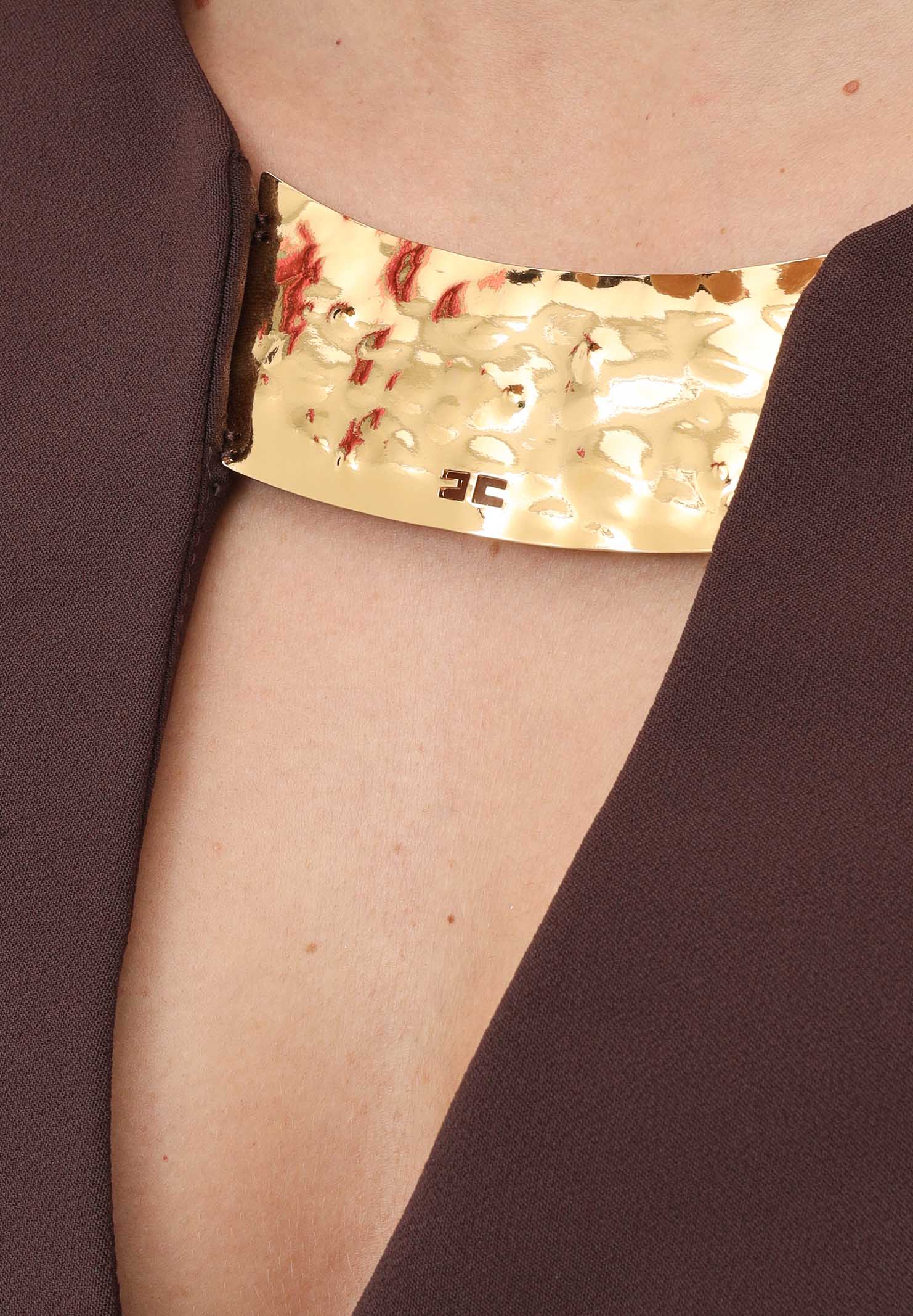ELISABETTA FRANCHI Top elegante marrone da donna con scollo gioiello TO05061E2 644 ELISABETTA FRANCHI 