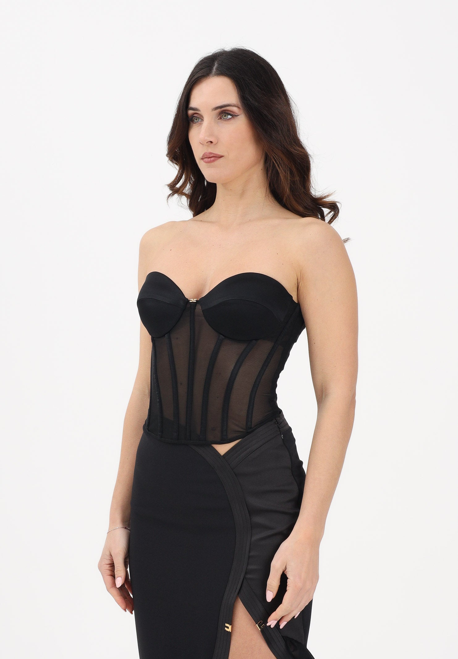 ELISABETTA FRANCHI Corpetto nero da donna in tulle TO05162E2 110 ELISABETTA FRANCHI 