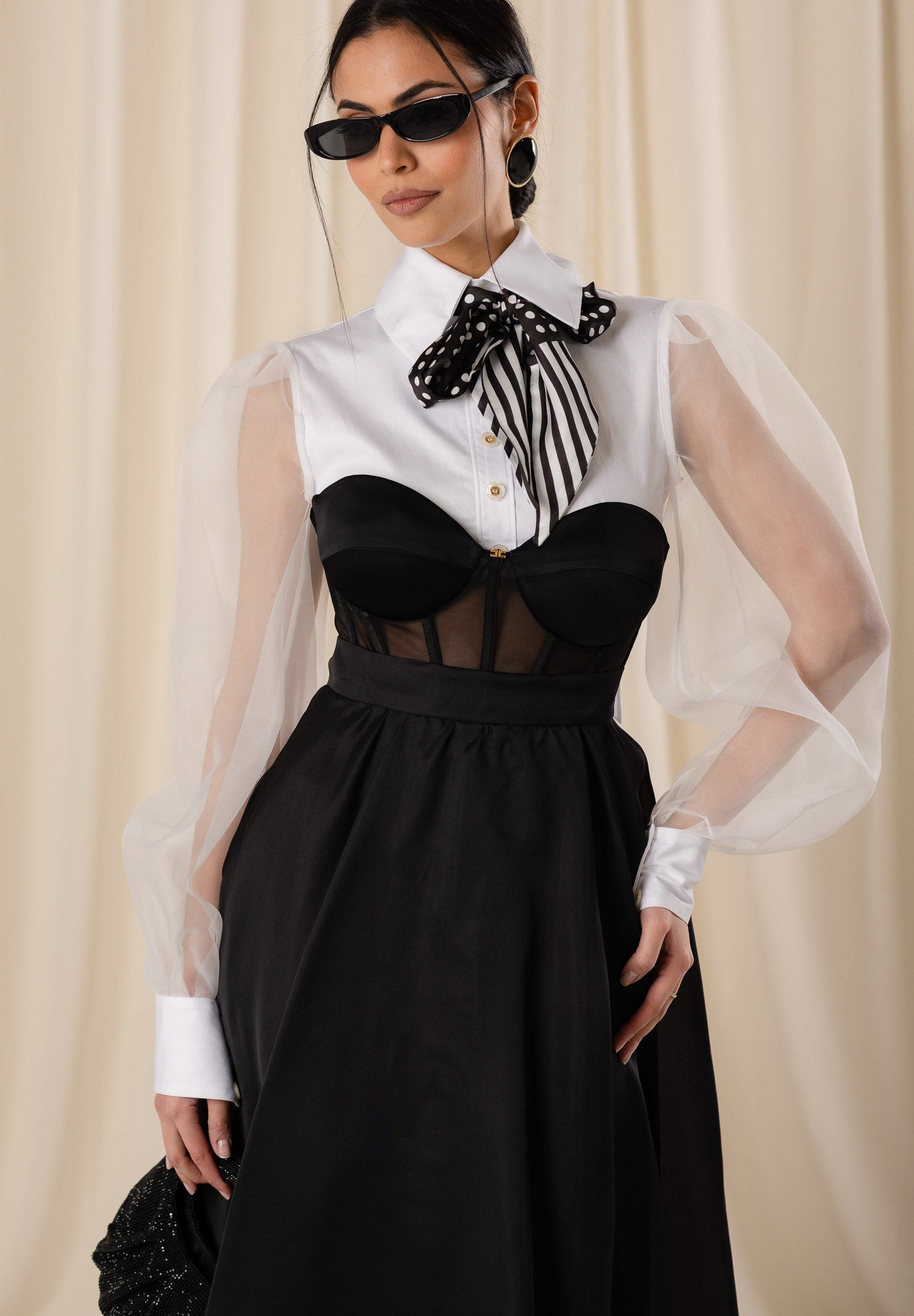 ELISABETTA FRANCHI Corpetto nero da donna in tulle TO05162E2 110 ELISABETTA FRANCHI 