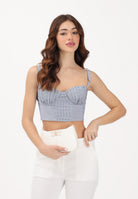 ELISABETTA FRANCHI Corpetto blu da donna con motivo a righe bianche TO05362E2 019 ELISABETTA FRANCHI 