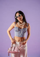 ELISABETTA FRANCHI Corpetto blu da donna con motivo a righe bianche TO05362E2 019 ELISABETTA FRANCHI 