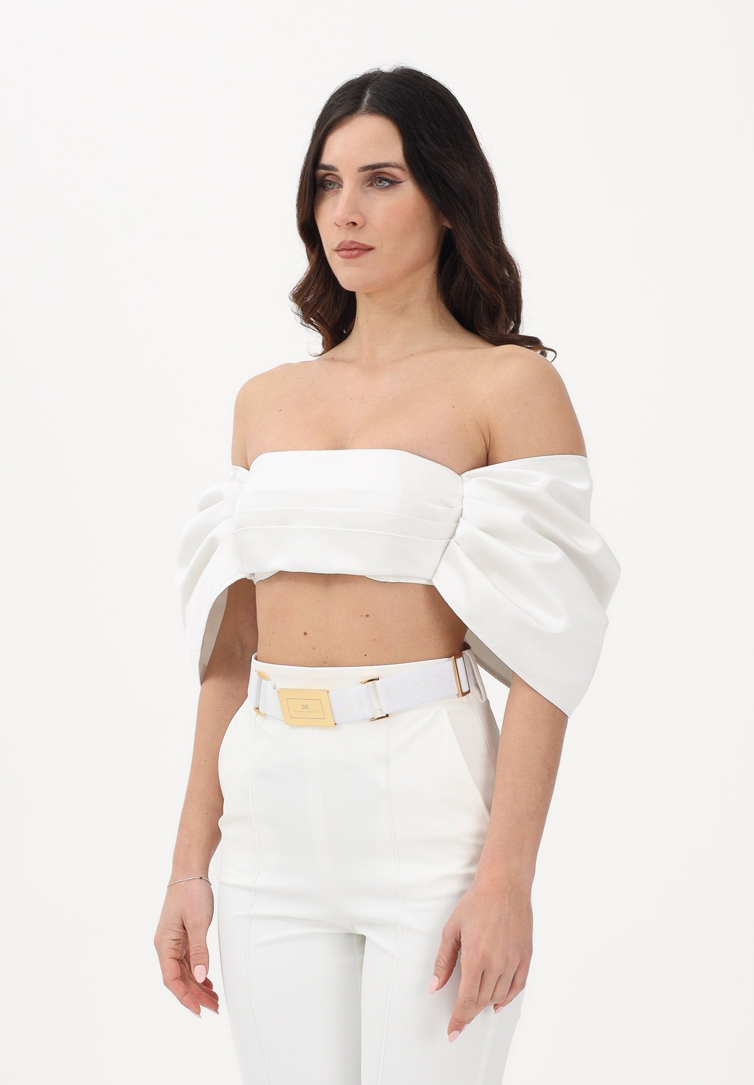 ELISABETTA FRANCHI Top elegante avorio da donna a fiocco TO05662E2 360 ELISABETTA FRANCHI 