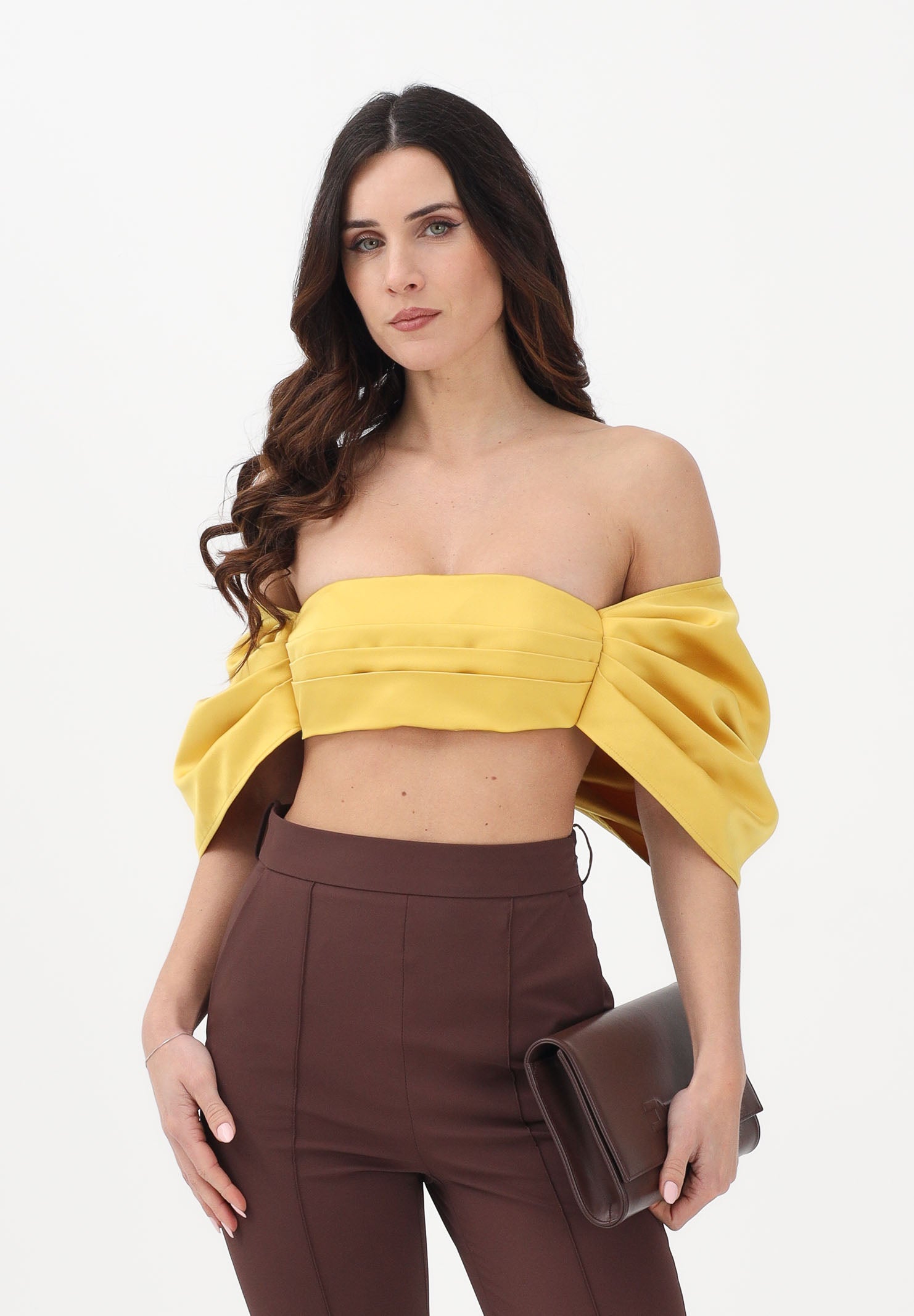 ELISABETTA FRANCHI Top elegante giallo da donna a fiocco TO05662E2 EV4 ELISABETTA FRANCHI 
