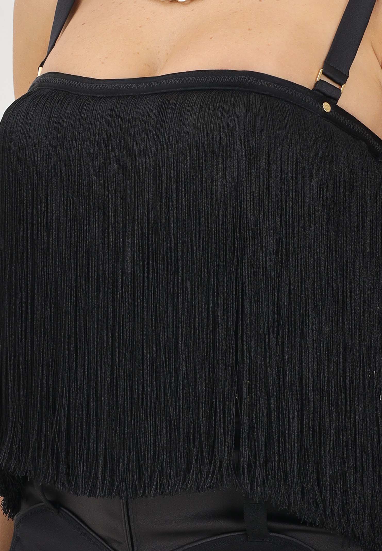 ELISABETTA FRANCHI Corpetto nero da donna con frange TO06262E2 110 ELISABETTA FRANCHI 