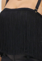 ELISABETTA FRANCHI Corpetto nero da donna con frange TO06262E2 110 ELISABETTA FRANCHI 