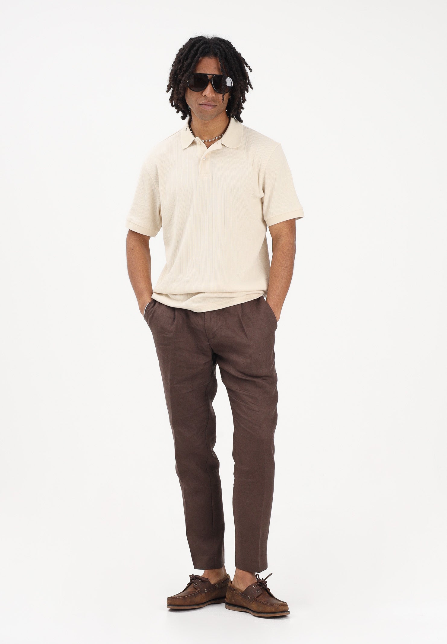 ENTRE AMIS Pantalone in lino marrone da uomo P26JAP5RENO2148 5174 ENTRE AMIS 