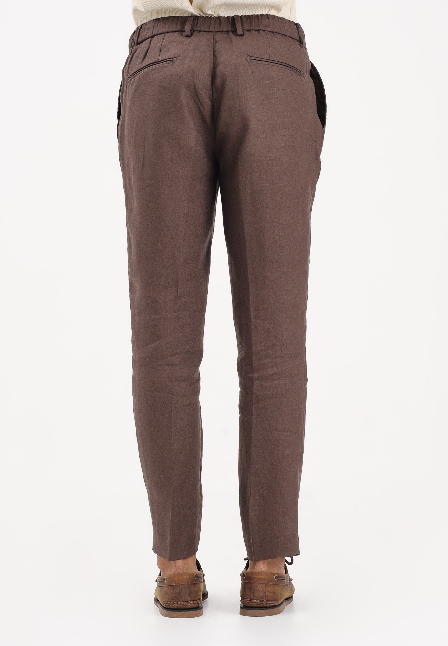 ENTRE AMIS Pantalone in lino marrone da uomo P26JAP5RENO2148 5174 ENTRE AMIS 