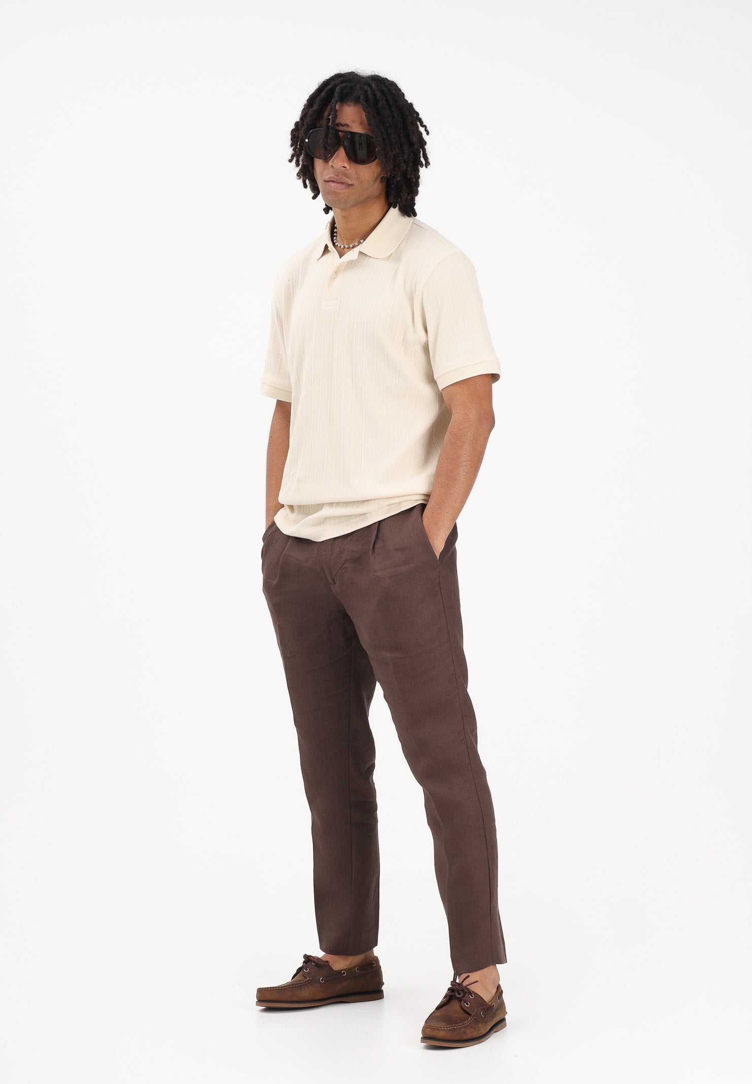 ENTRE AMIS Pantalone in lino marrone da uomo P26JAP5RENO2148 5174 ENTRE AMIS 