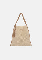 F**K Borsa mare beige da donna in tessuto lavorato effetto rete FA26-SW0004BG . F**K 