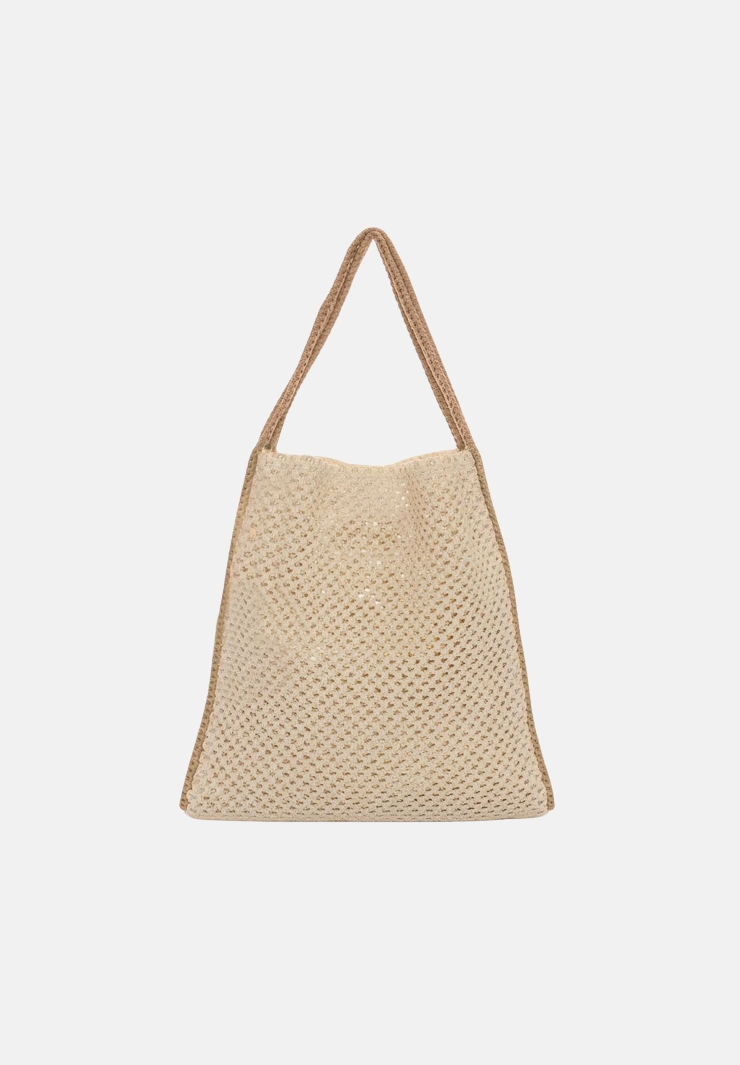 F**K Borsa mare beige da donna in tessuto lavorato effetto rete FA26-SW0004BG . F**K 