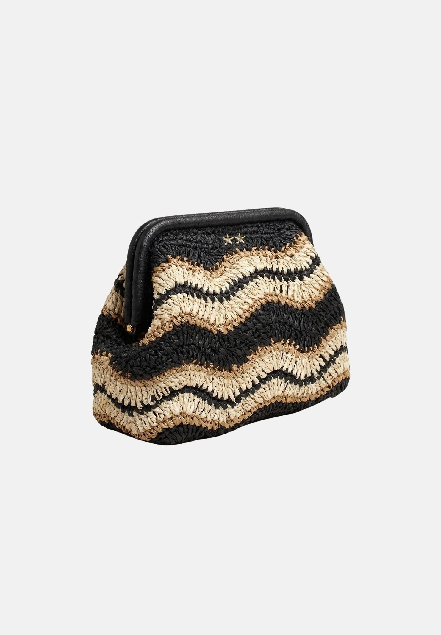 F**K Pochette a mano in rafia beige e nera da donna FA26-SW0065BK . F**K 